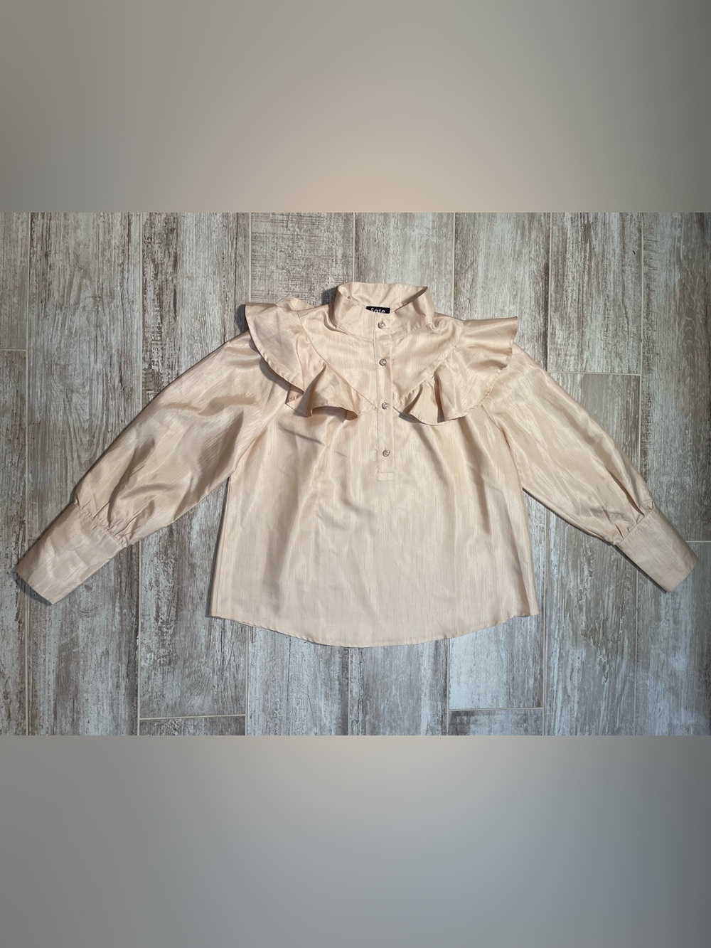 Fate Pale Cream Ruffle Yoke Button-Up Blouse